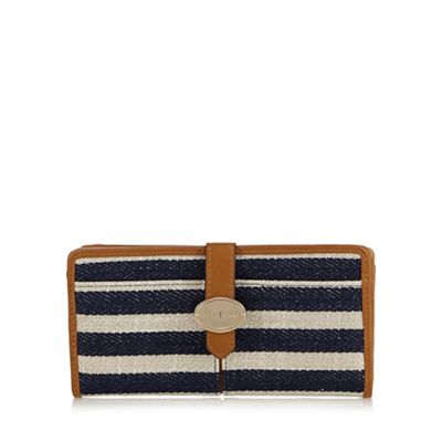 Navy striped large tab over purse